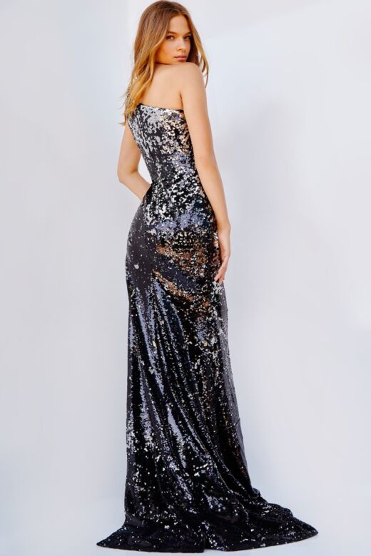 Jovani 09895 Reverse Sequin One Shoulder Dress