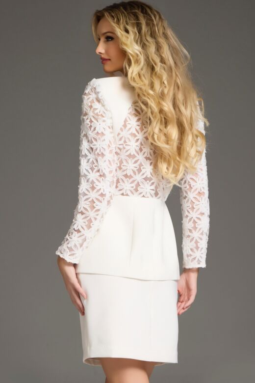 Jovani 39075 Lace Sleeves Two Piece Dress