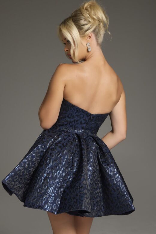 Jovani 42135 Pleated Skirt Strapless Metallic Dress