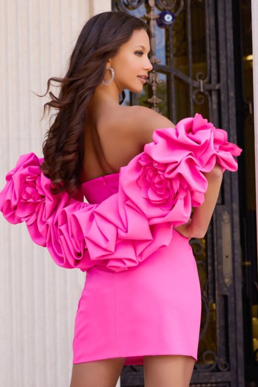 Jovani 45652 Floral Sleeve Strapless Dress