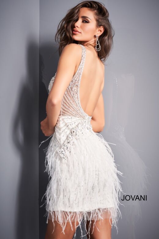 Jovani 04042 Scoop Back Feather Dress