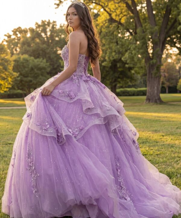 Jovani Q43810 Layered Skirt Lace-Up Back Quinceanera Dress