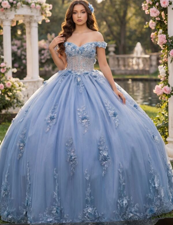 Jovani Q43820 Back Bow Off The Shoulder Quinceanera Gown