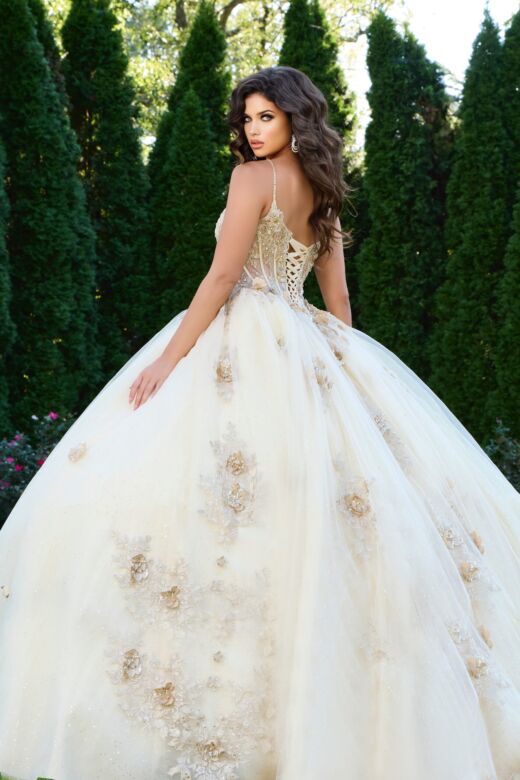 Jovani Q44559 Spaghetti Strap Basque Waist Quinceanera Gown