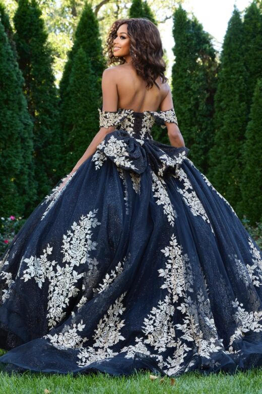 Jovani Q44900 Floral Applique Off The Shoulder Quinceanera Gown