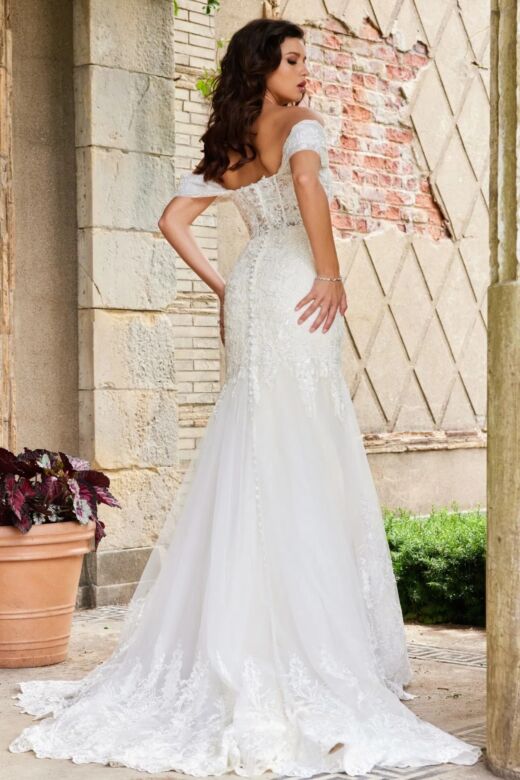 Jovani JB07161 Corset Bodice Off The Shoulder Bridal Gown