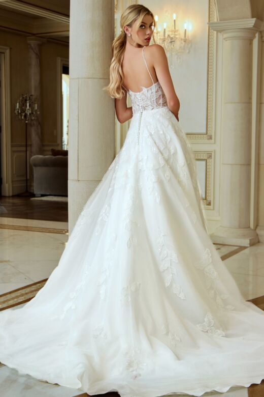 Jovani JB43863 Corset Bodice Spaghetti Strap Bridal Dress