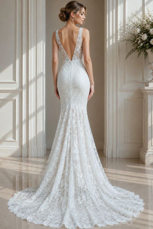Jovani JB43894 Illusion Bodice Scalloped Hem Bridal Dress