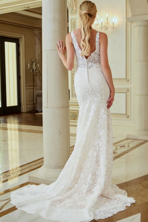 Jovani JB47331 Sleeveless Lace Plunging Neck Bridal Gown