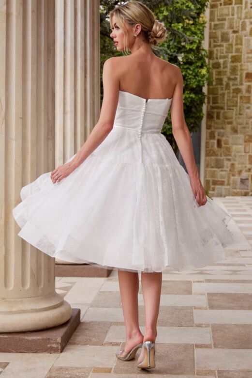 Jovani JB48316 Peasant Skirt Ruched Bodice Bridal Dress