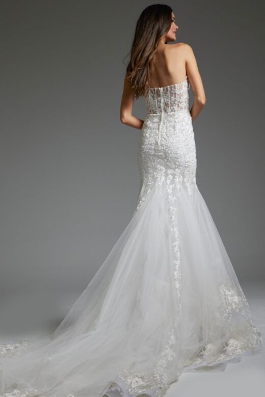 Jovani JB07260 Trumpet Silhouette Strapless Wedding Gown