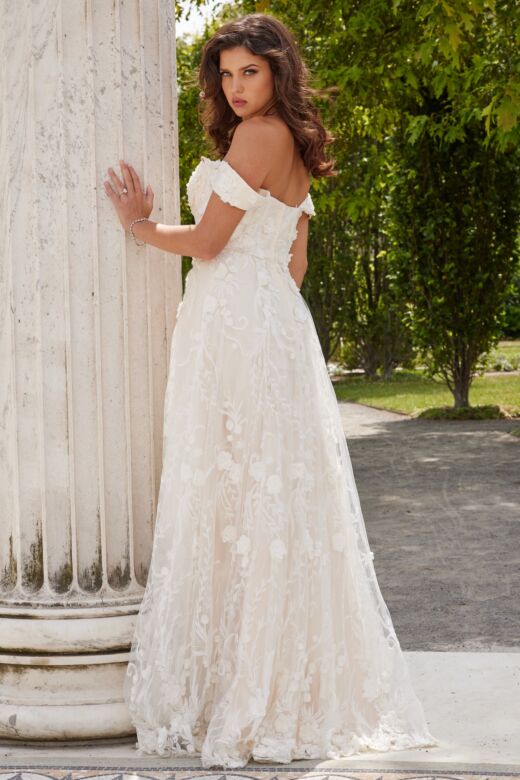 Jovani JB220002 Off The Shoulder Floral Bridal Gown