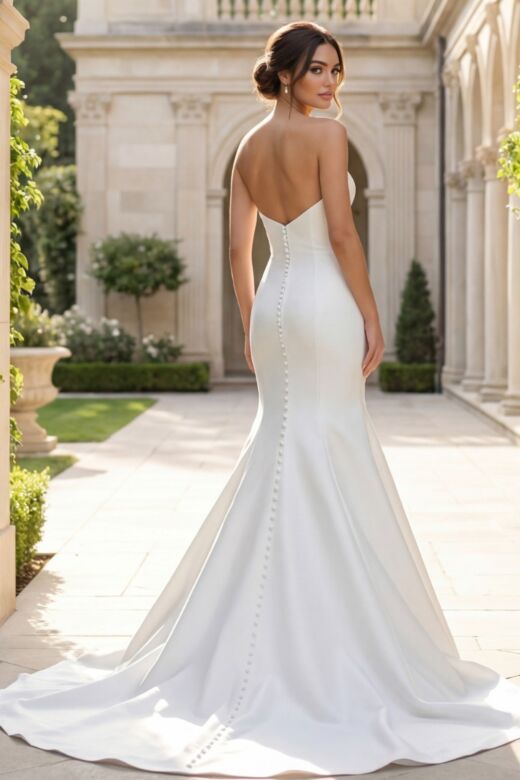 Jovani JB24282 Button Back Strapless Wedding Gown