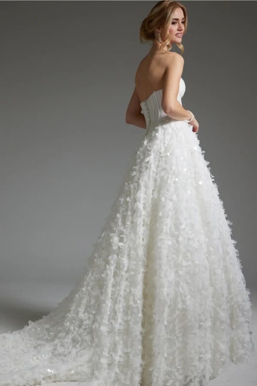 Jovani JB26295 Paillettes Skirt Strapless Corset Wedding Dress
