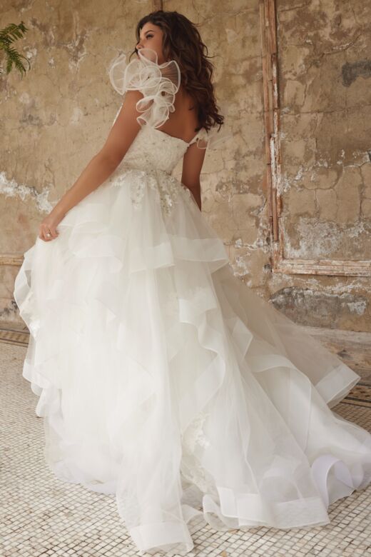 Jovani JB37575 Flounce Skirt Ruffle Strap Wedding Dress