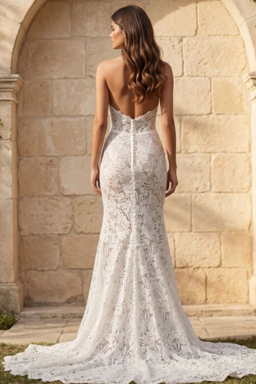 Jovani JB38271 Strapless Sweetheart Beaded Lace Bridal Dress