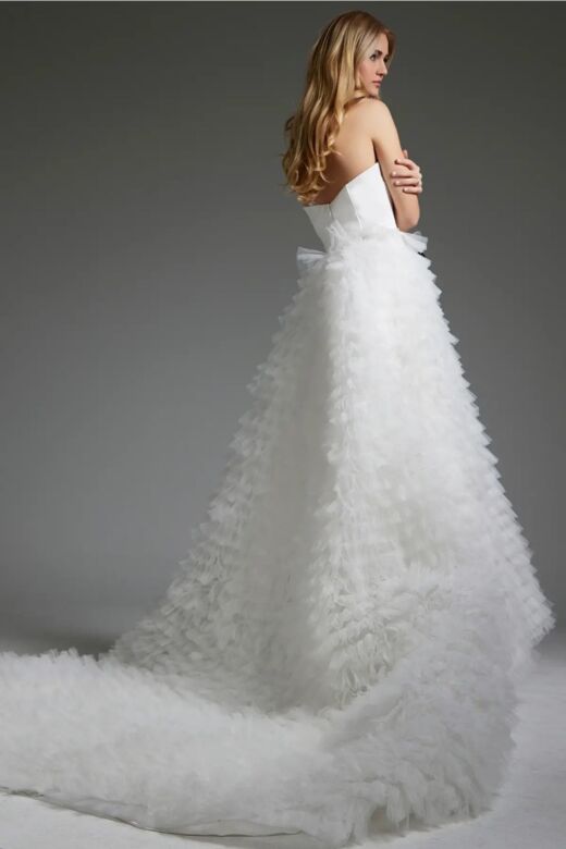 Jovani JB38958 Ruffle Skirt Pleated Bodice Wedding Gown