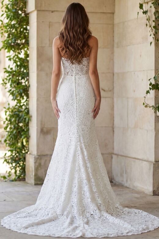 Jovani JB39733 Strapless Sweetheart Lace Wedding Dress