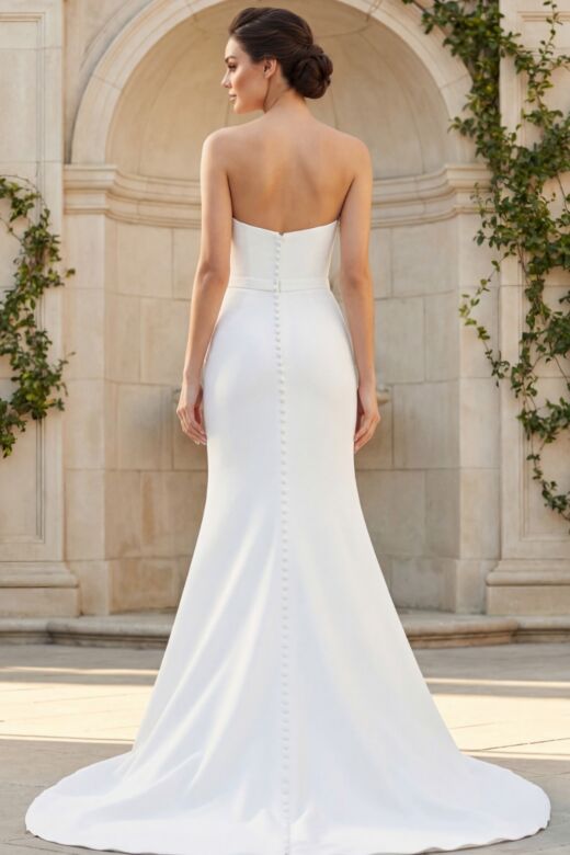 Jovani JB40597 Button Back Strapless Wedding Dress