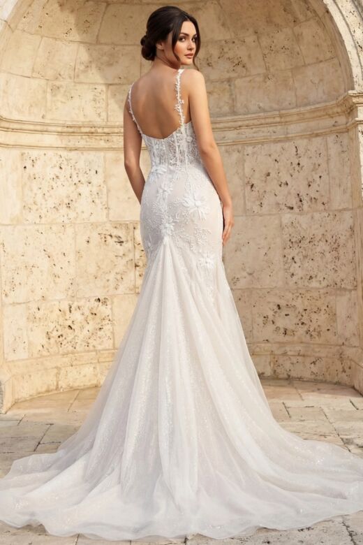 Jovani JB40631 Godet Skirt Corset Bridal Dress