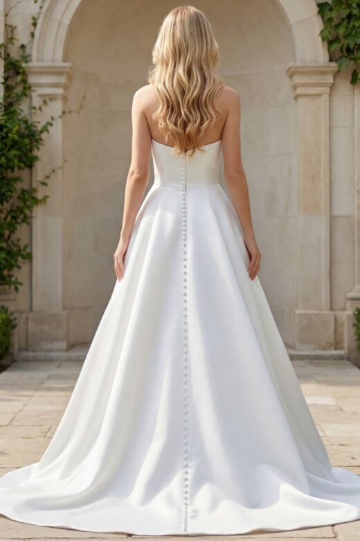 Jovani JB42346 Button Back Strapless Wedding Dress
