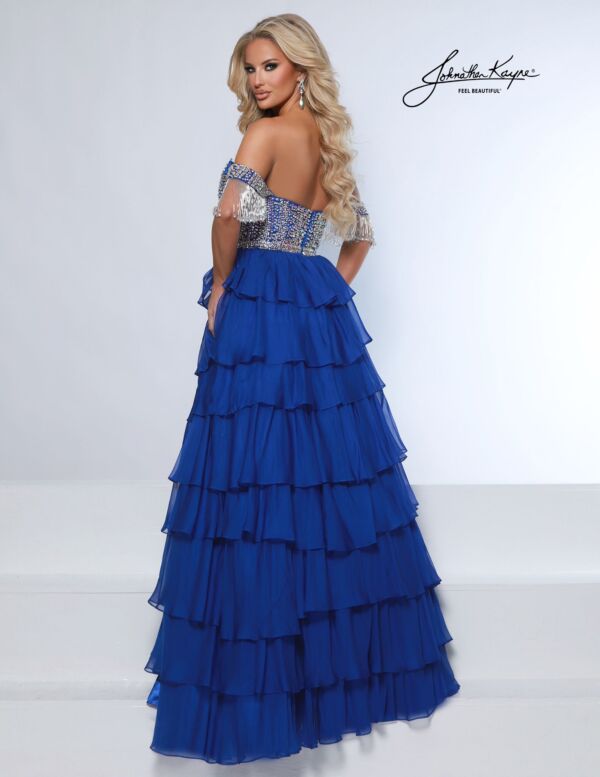 Joshua McKinley 3143 Cold-Shoulder Tiered Ruffle Skirt Dress