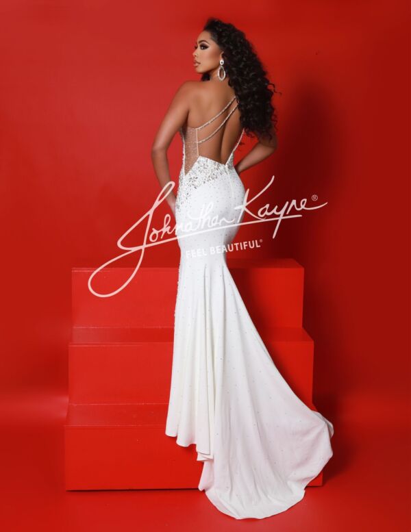 Joshua McKinley 2923 Asymmetrical One-Shoulder Illusion Side Dress