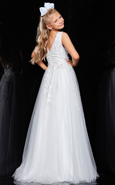 Jovani K00367 V-Neck Embroidered Formal Dress