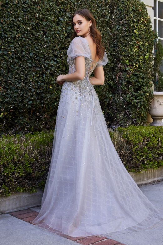 LaDivine Dress B708 Puff Sleeve Corset Mother Of The Bride Dress