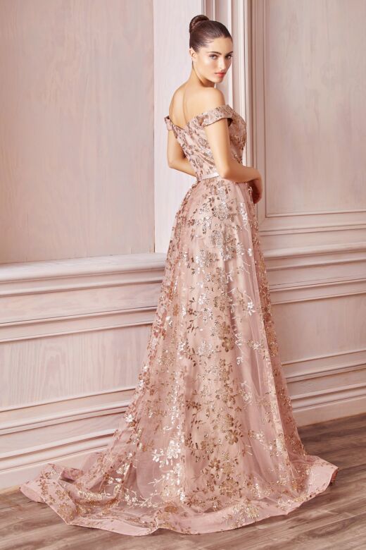 LaDivine Dress CB069 Off-The-Shoulder A-Line Formal Gown