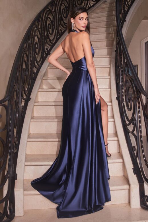 LaDivine CH079 Side Drape Halter Neck Dress