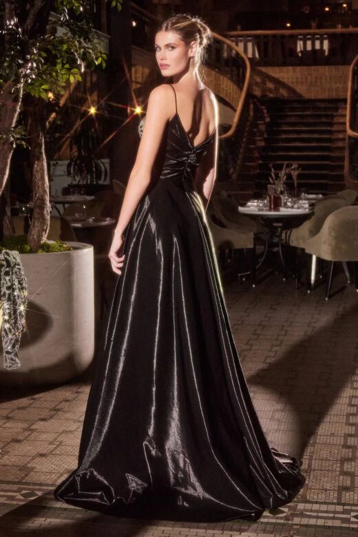 Ladivine J882 A-Line Spaghetti Strap V-Back Dress