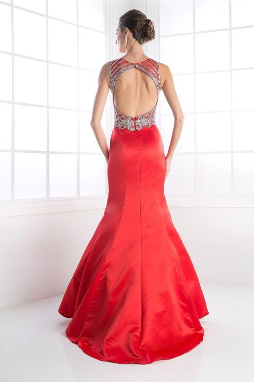 LaDivine C238 Cutout Back Trumpet Dress
