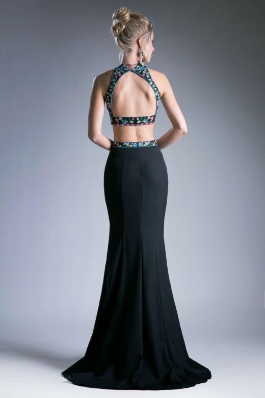 LaDivine C80312 2-Piece High Halter Neck Dress