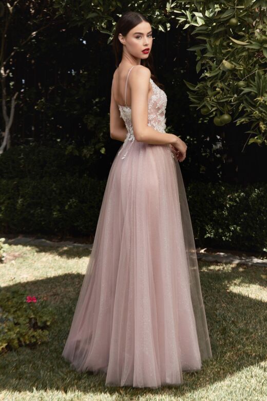 LaDivine CB075 Plunging Neck Spaghetti Strap Dress