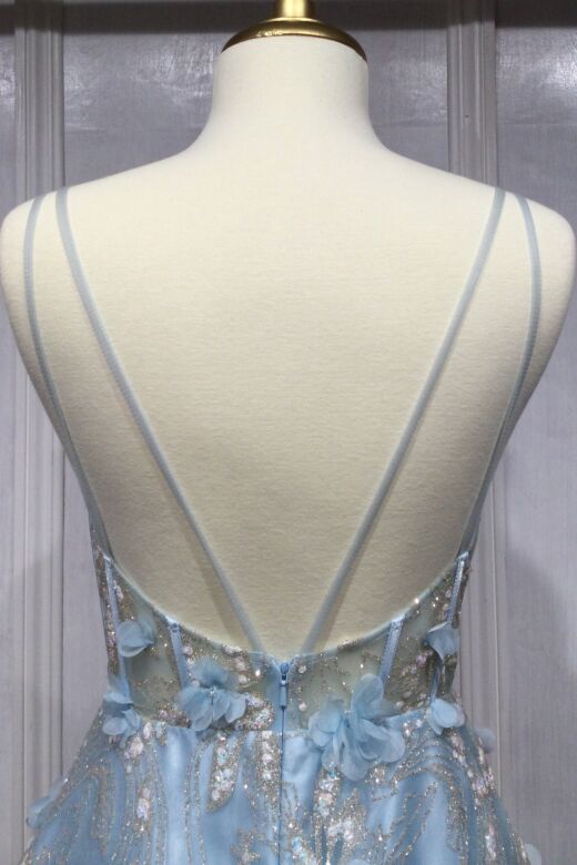 LaDivine CB105 Strappy Back Illusion Bodice Dress