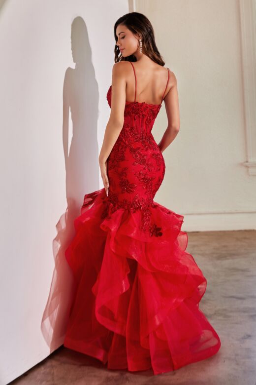 LaDivine CC8915 Ruffle Skirt Mermaid Dress