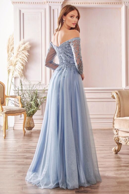LaDivine CD0172 Long Sleeve Sweetheart Neck Dress