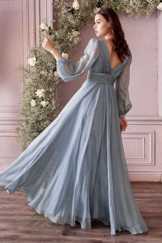 LaDivine CD0192 V-Neck Ruched Bodice Dress
