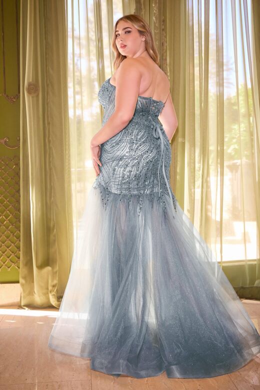 LaDivine CD0214C High Slit Sweetheart Neck Plus Size Dress