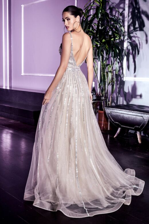 LaDivine CD940 Open Back Embellished Dress