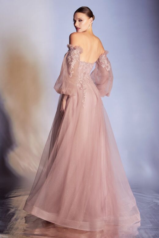 LaDivine CD948 Detached Sleeves Sheer Corset Dress
