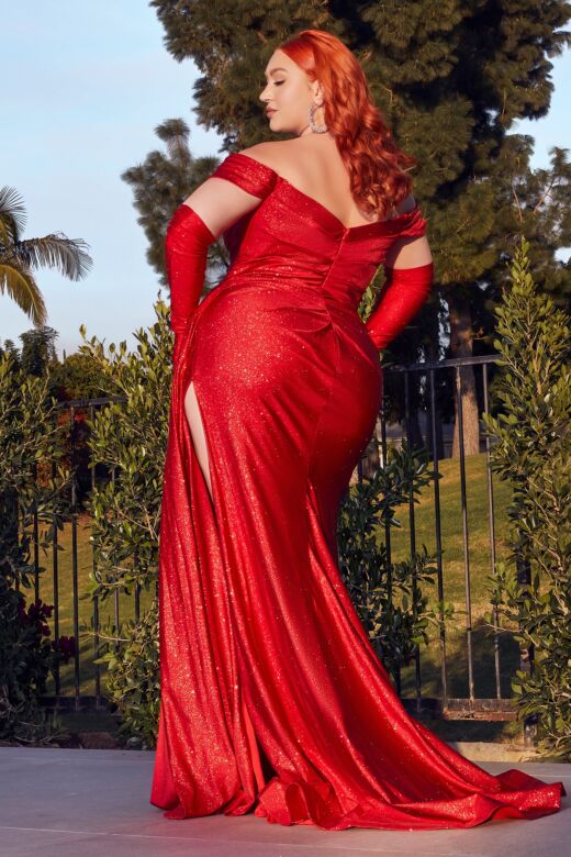LaDivine CD988C Cutaway Slit Off The Shoulder Dress
