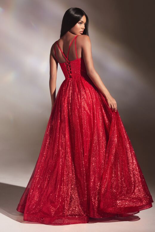 LaDivine CD996 Sweetheart Neck Glitter Dress