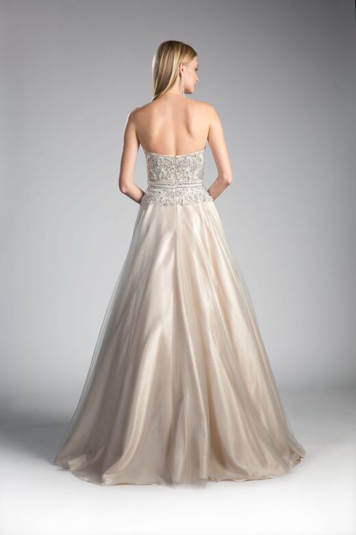 LaDivine CE0004 Beaded Bodice Sweetheart Neck Dress