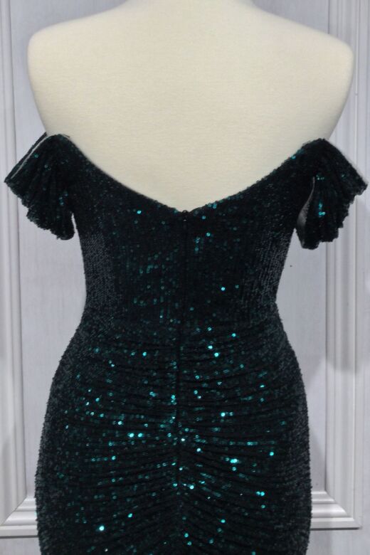 LaDivine CH144 Off The Shoulder Sequin Dress