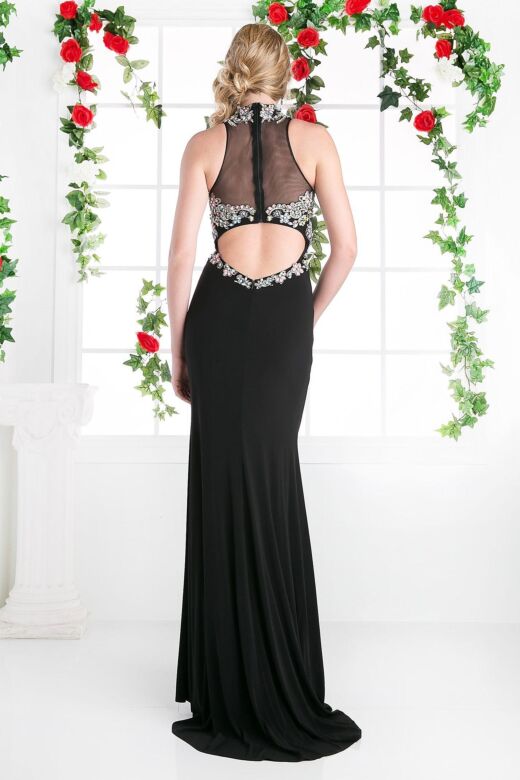 LaDivine CK43 High Neck Cutout Back Dress