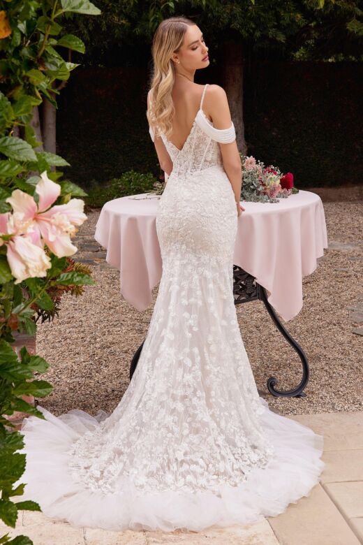 LaDivine CK703W Ruffle Hem Corset Top Wedding Gown