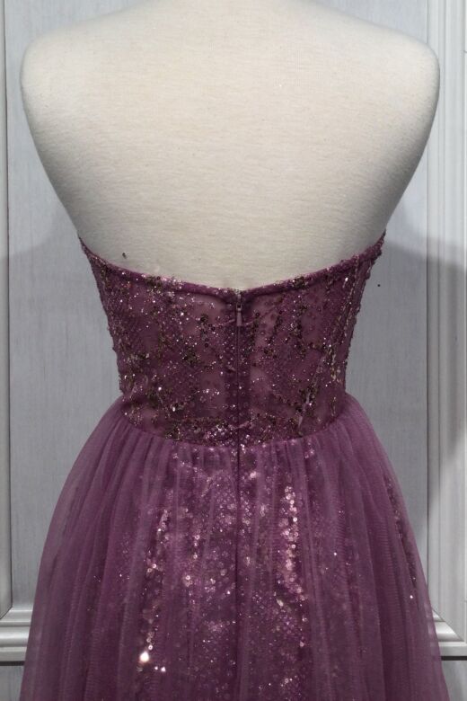 LaDivine J845 Tulle Overskirt Strapless Sweetheart Dress