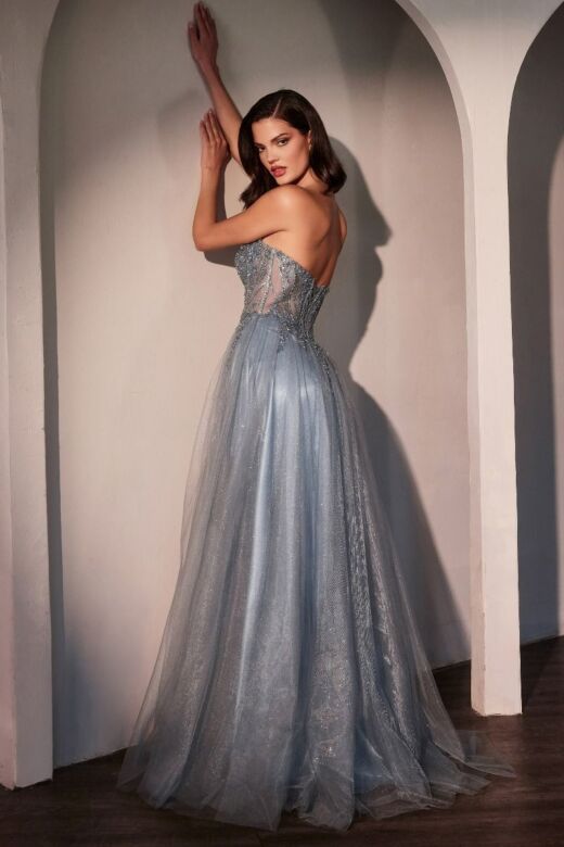 Ladivine CC487 High Slit Strapless A-Line Dress